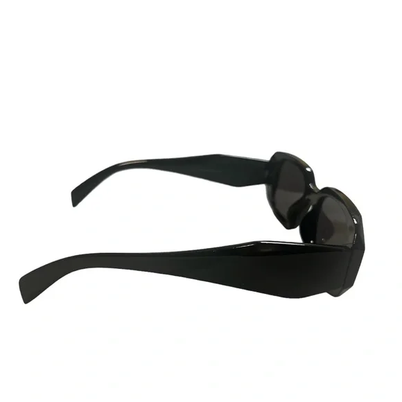 Trendy Rectangle Sunglasses Women/Men 90’s Retro Style Black 100% UV Protection - Picture 5 of 6